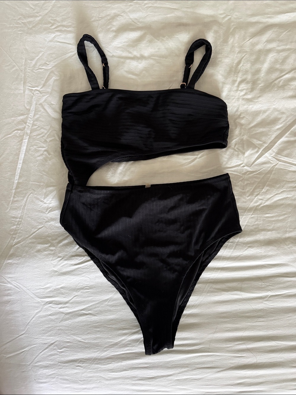 Black Cutout One-Shoulder Bikini Set